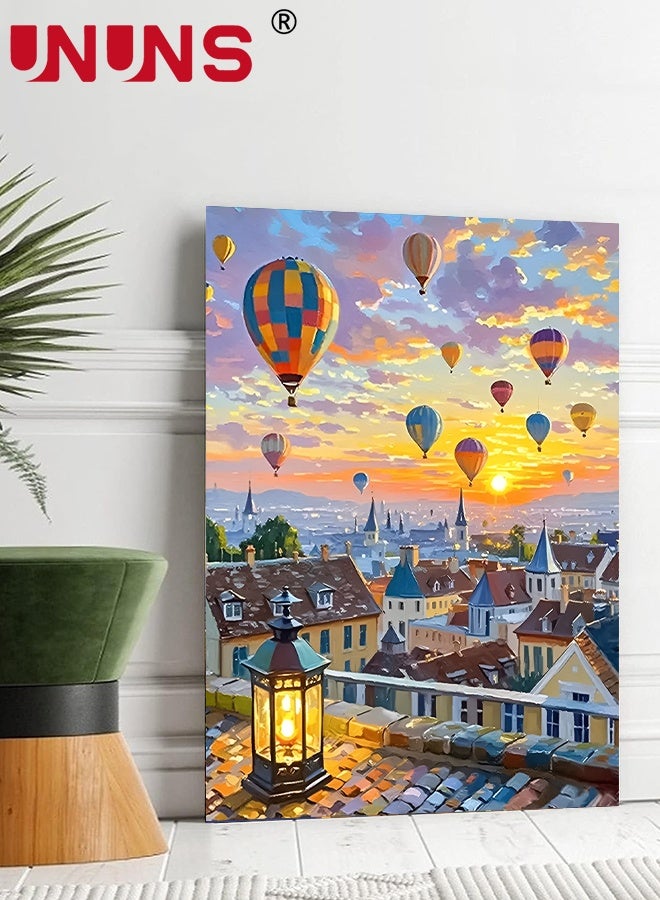 UNUNS DIY Paint by Numbers for Beginners,Hot-air Balloon Paint by Numbers With Framed,DIY Painting Acrylic Paint by Numbers Painting Kit Home Wall Living Room Bedroom Decoration,40x50CM - Image 3